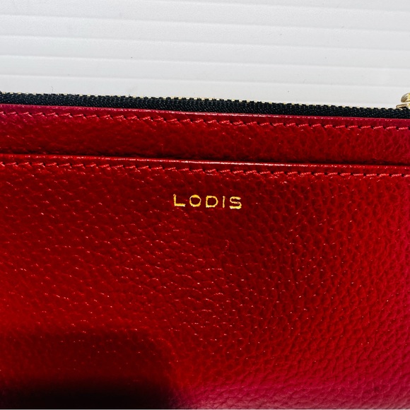 Lodis Red Leather Zip Card Case Wallet - Picture 3 of 12